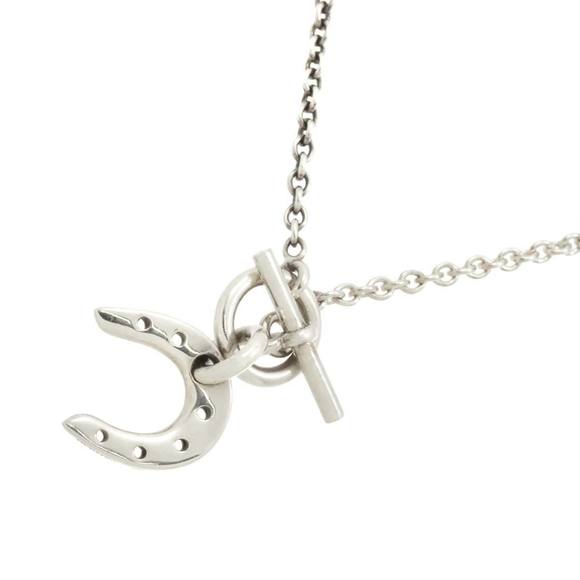 HERMES Horseshoe Necklace 37cm Silver SV 925